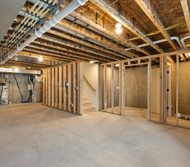 Basement bathroom installation