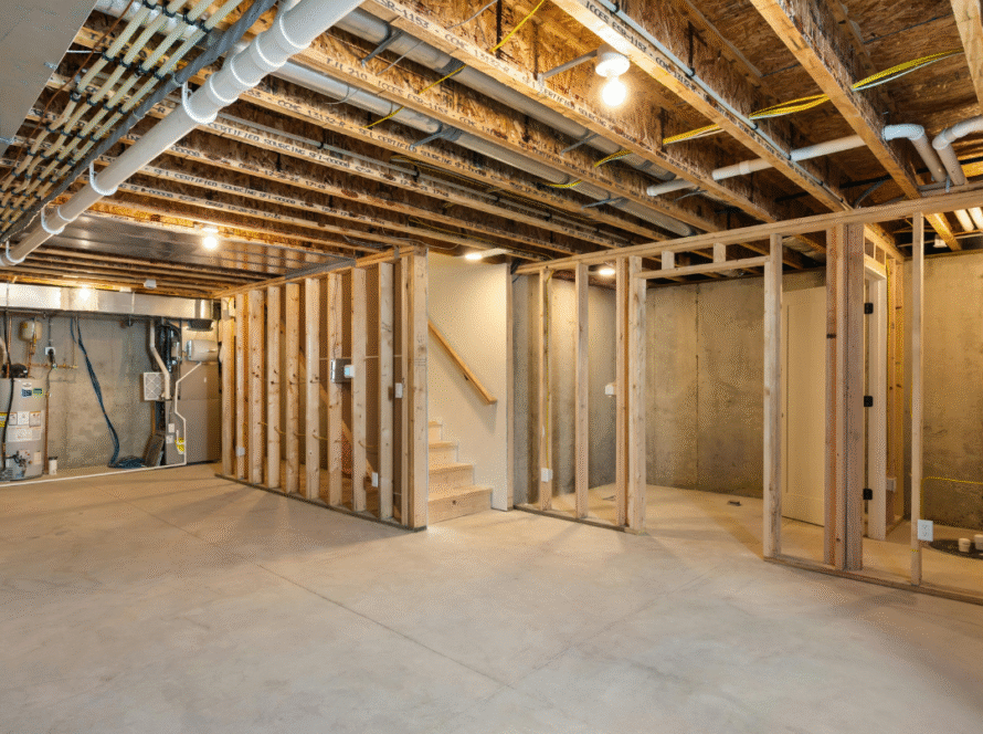 Basement bathroom installation