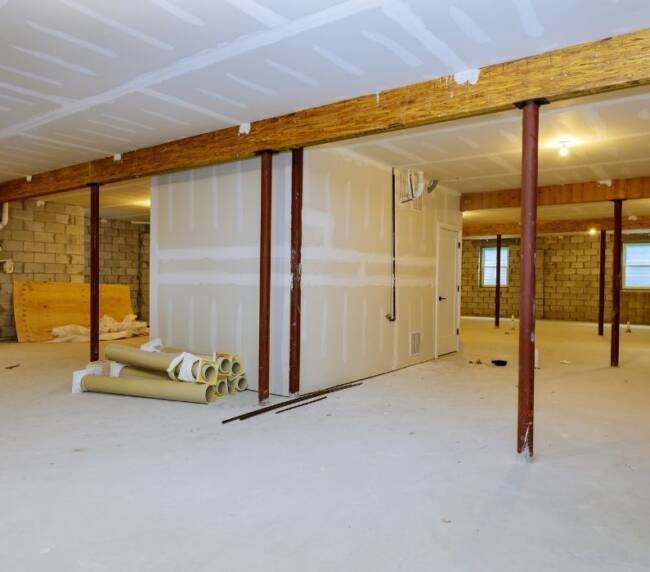 Basement bathroom installation