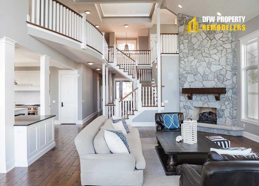 "Modern coffee shop interior with blue cups, espresso machine, pastries, warm lighting, stylish design"