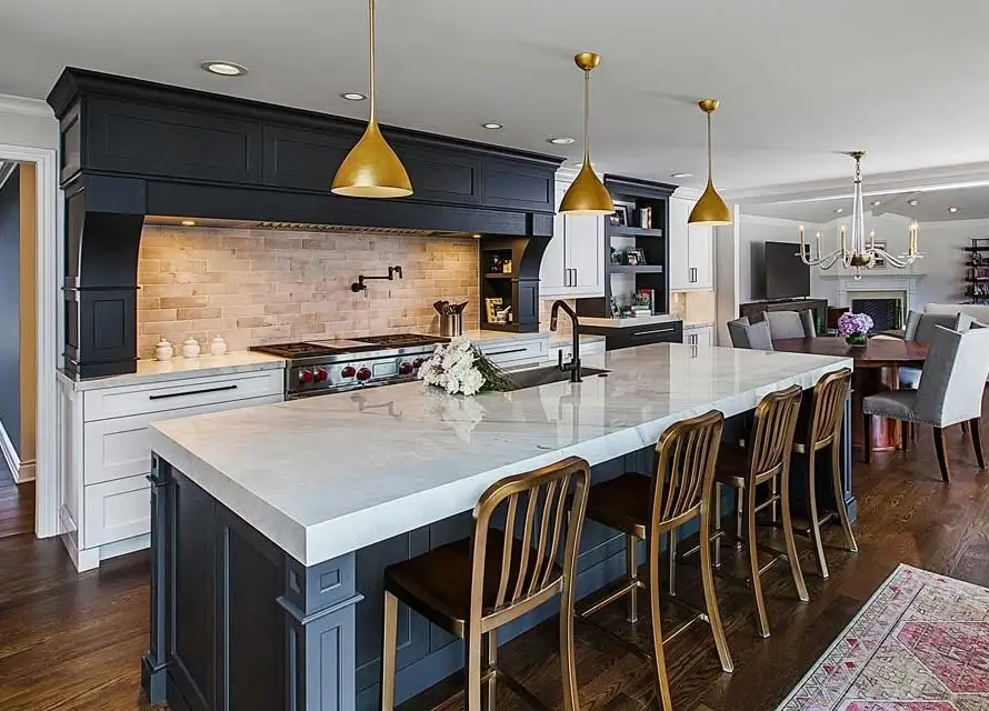 Custom kitchen renovation Dallas TX with modern design, cabinets and lighting